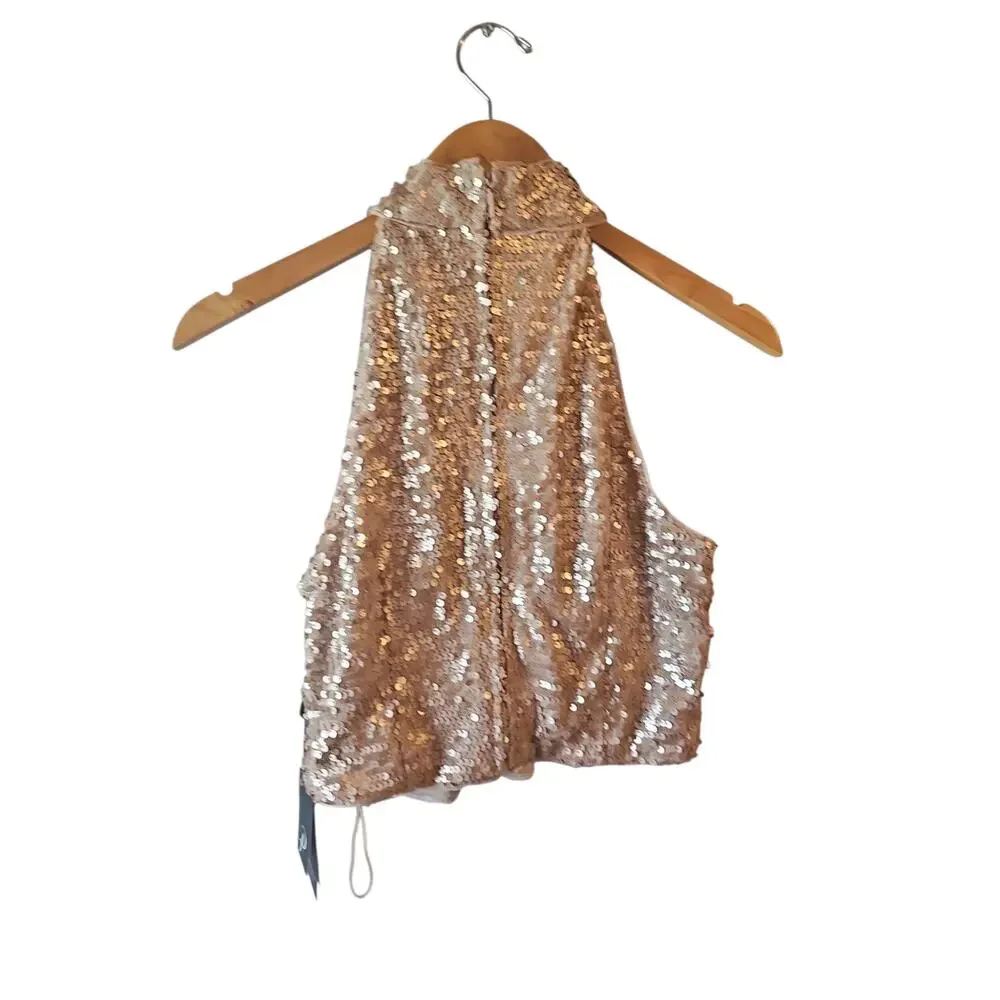 Adrianna Papell sz 6 two piece dress rose gold sequins new with tags gown $199